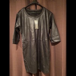 Sexy Faux Leather Black Dress